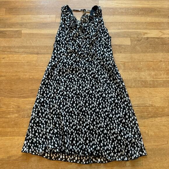 Jonathan Martin black white dot mash ruffle a-line knee length dress sz 14
 b11 - Picture 1 of 5
